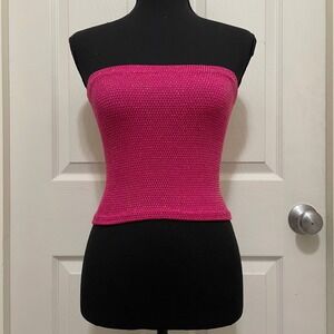 Vintage Y2K Tube Top Strapless Bandeau Pink Gold Metallic One Size Barbiecore